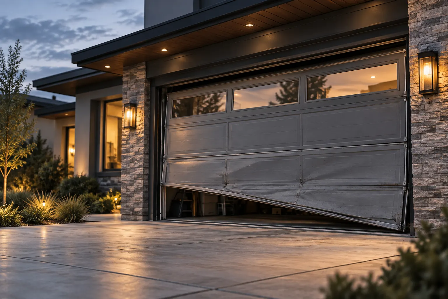 Damaged garage door panel
